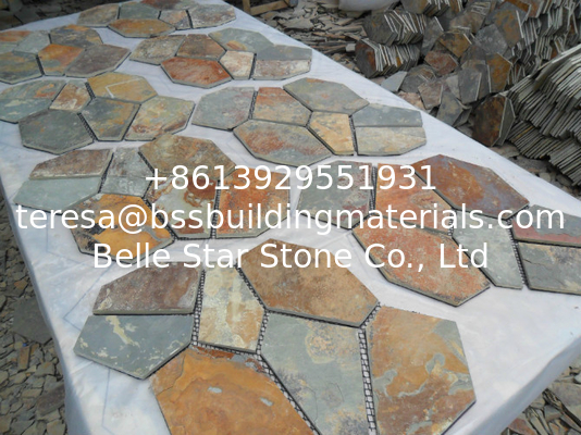 Natual Rust Slate Flagstone Patio Flooring Pavers Multicolor Slate Flagstone Wall Cladding