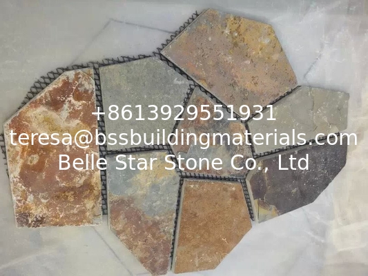 Natual Rust Slate Flagstone Patio Flooring Pavers Multicolor Slate Flagstone Wall Cladding