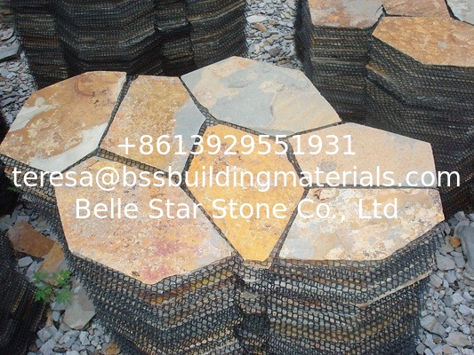 Natual Rust Slate Flagstone Patio Flooring Pavers Multicolor Slate Flagstone Wall Cladding