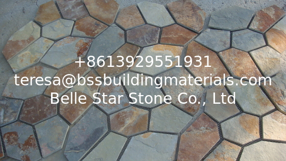 Natual Rust Slate Flagstone Patio Flooring Pavers Multicolor Slate Flagstone Wall Cladding