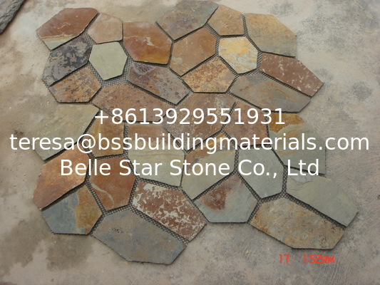 Natual Rust Slate Flagstone Patio Flooring Pavers Multicolor Slate Flagstone Wall Cladding