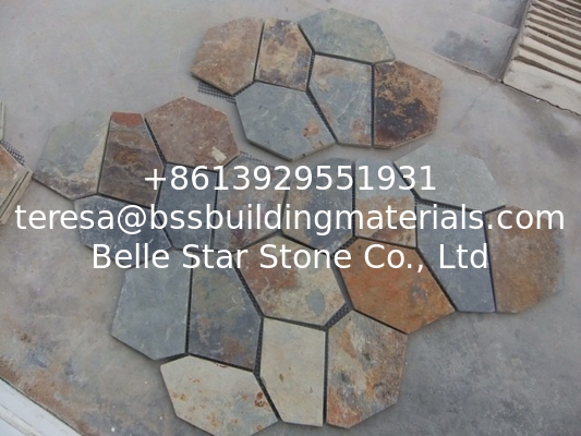 Multicolor Slate Flagstone Patio Stones/Wall Cladding Natural Slate Flagstone Pavers/Walkway