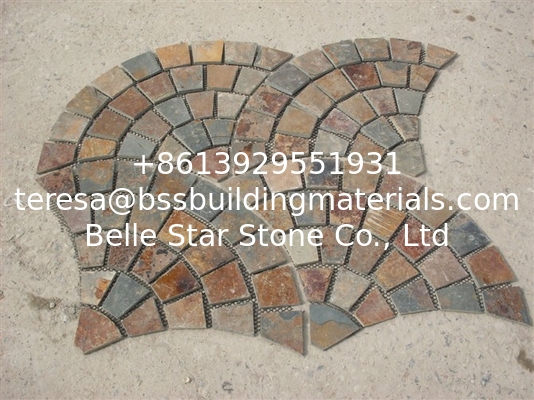 China Rusty Slate Fan Flagstone Walkway Patio Pavers Fan Flagstone Driveway Outdoor Wall Stone