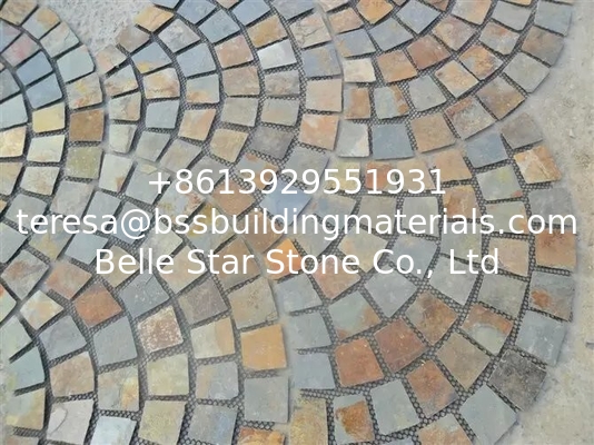 China Rusty Slate Fan Flagstone Walkway Patio Pavers Fan Flagstone Driveway Outdoor Wall Stone