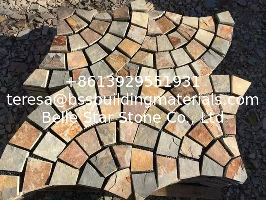 China Rusty Slate Fan Flagstone Walkway Patio Pavers Fan Flagstone Driveway Outdoor Wall Stone