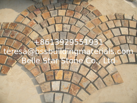 China Rusty Slate Fan Flagstone Walkway Patio Pavers Fan Flagstone Driveway Outdoor Wall Stone