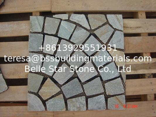 Oyster Split Face Slate Flagstone Walkway Oyster Meshed Flagstone Fan Pattern Oyster Flagstone