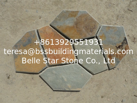 Rusty Split Face Slate Flagstone Multicolor Slate Meshed Flagstone Natural Slate Flagstone Pavers