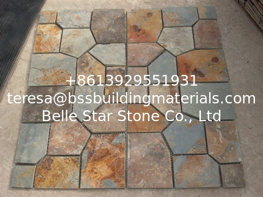 Rusty Split Face Slate Flagstone Multicolor Slate Meshed Flagstone Natural Slate Flagstone Pavers