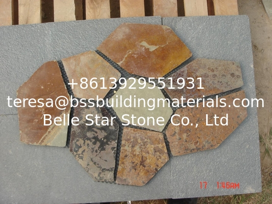 Rusty Split Face Slate Flagstone Multicolor Slate Meshed Flagstone Natural Slate Flagstone Pavers