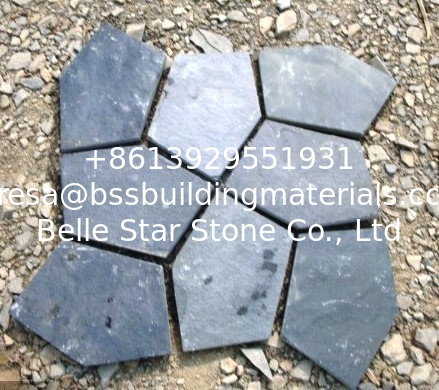Black Split Face Slate Flagstone Natural Slate Meshed Flagstone Walkway Exterior Flagstone Flooring