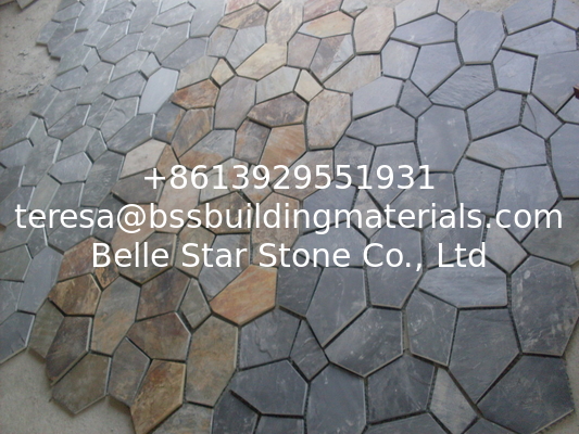Black Split Face Slate Flagstone Natural Slate Meshed Flagstone Walkway Exterior Flagstone Flooring