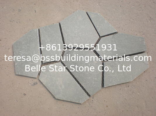 Grey Split Face Slate Flagstone Patio Natural Slate Meshed Flagstone Exterior Wall Stone