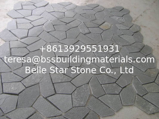 Grey Split Face Slate Flagstone Patio Natural Slate Meshed Flagstone Exterior Wall Stone