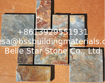 China Rusty Slate Flagstone Patio Slate Meshed Flagstone Walkway Natural Paving Stones