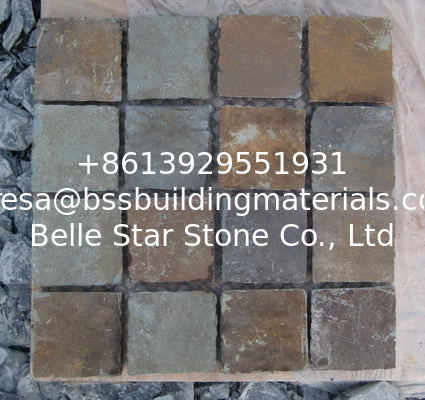 Rusty Split Face Slate Flagstone Driveway Natural Slate Paving Stone Exterior Flagstone Walkway
