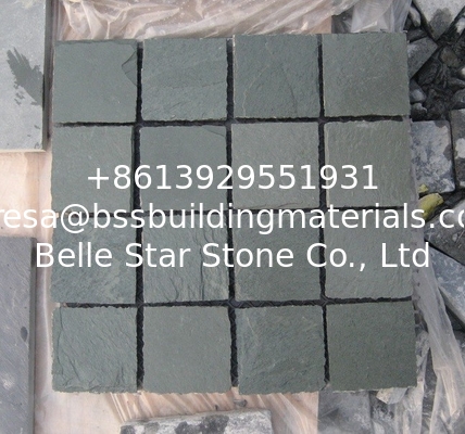 Green Slate Flagstone Patio Natural Meshed Flagstone Walkway Slate Paving Stone Mat