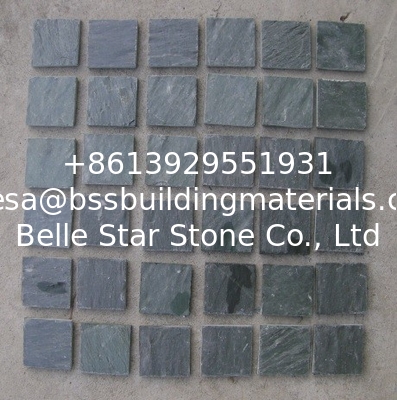 Green Slate Flagstone Patio Natural Meshed Flagstone Walkway Slate Paving Stone Mat
