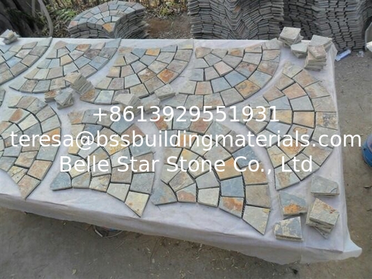 China Rusty Slate Fan Flagstone Walkway Patio Pavers Fan Flagstone Driveway Outdoor Wall Stone