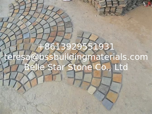 China Rusty Slate Fan Flagstone Walkway Patio Pavers Fan Flagstone Driveway Outdoor Wall Stone
