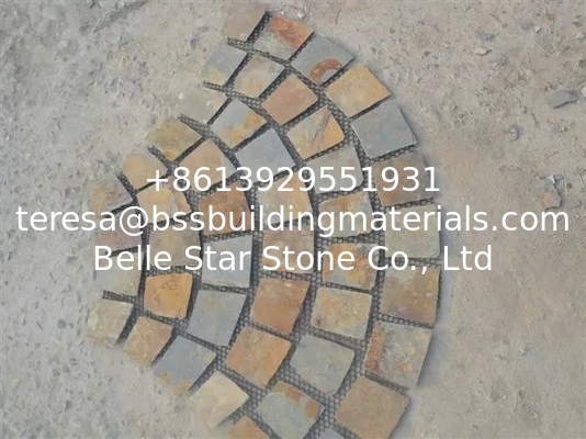 China Rusty Slate Fan Flagstone Walkway Patio Pavers Fan Flagstone Driveway Outdoor Wall Stone