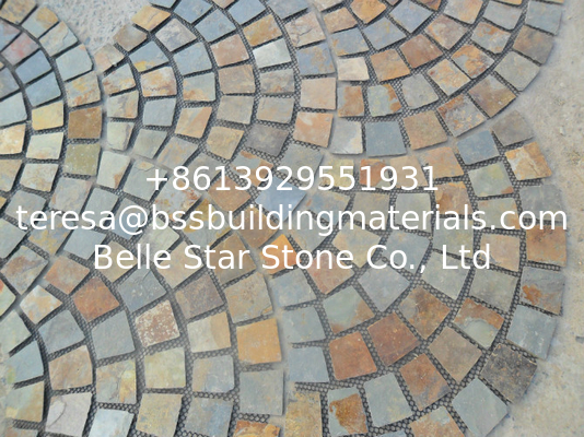 China Rusty Slate Fan Flagstone Walkway Patio Pavers Fan Flagstone Driveway Outdoor Wall Stone