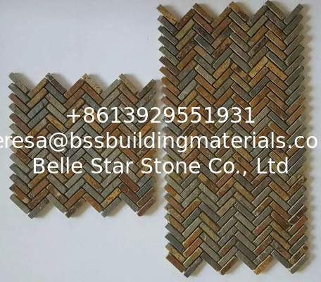 Slate Hexagon Mosaic Rust Slate Wall Mosaic Multicolor Slate Floor Mosaic Slate Tiles Parquet