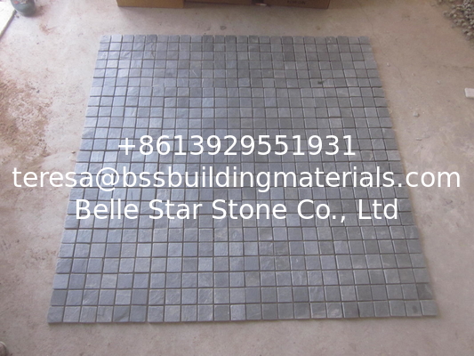 Black Slate Mosaic Wall Tile Natural Stone Mosaic Carbon Black Mosaic Pattern Floor Parquet
