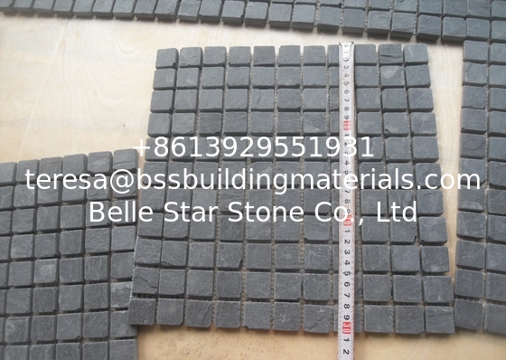 Black Slate Mosaic Tile Natural Stone Mosaic Pattern Carbon Black Wall Mosaic Floor Mosaic Parquet