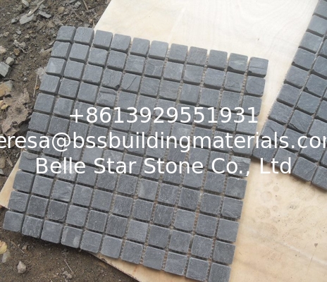 Black Slate Mosaic Tile Natural Stone Mosaic Pattern Carbon Black Wall Mosaic Floor Mosaic Parquet