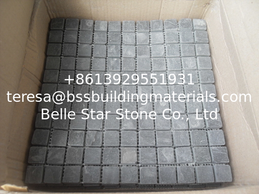 Black Slate Mosaic Tile Natural Stone Mosaic Pattern Carbon Black Wall Mosaic Floor Mosaic Parquet