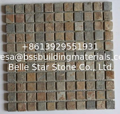 Rusty Slate Stone Mosaic Natural Mosaic Pattern Wall Slate Mosaic Floor Tiles