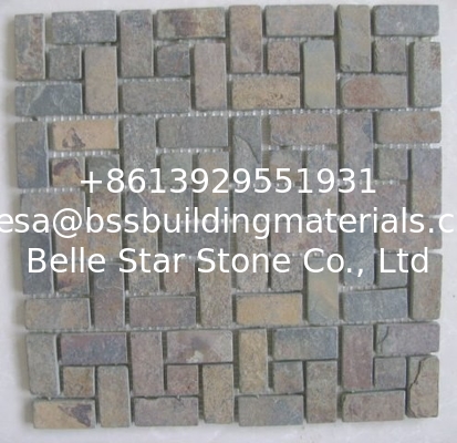 Rusty Slate Stone Mosaic Multicolor Mosaic Pattern Natural Slate Mosaic Wall Tiles Mosaic Floor Tiles