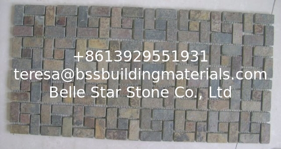 Rusty Slate Stone Mosaic Multicolor Mosaic Pattern Natural Slate Mosaic Wall Tiles Mosaic Floor Tiles