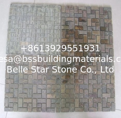Rusty Slate Stone Mosaic Multicolor Mosaic Pattern Natural Slate Mosaic Wall Tiles Mosaic Floor Tiles