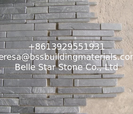 Natural Stone Mosaic Pattern Black Slate Mosaic Wall Tiles Black Mosaic Floor Tiles