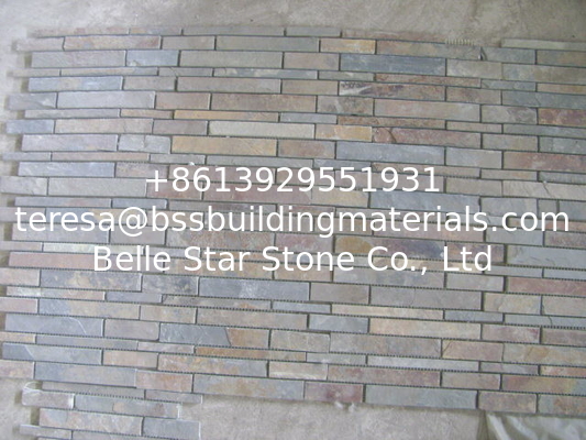 Natural Stone Mosaic Pattern Rusty Slate Mosaic Wall Tiles Split Stone Mosaic Floor Tiles