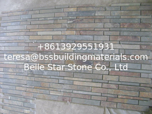 Natural Stone Mosaic Pattern Rusty Slate Mosaic Wall Tiles Split Stone Mosaic Floor Tiles