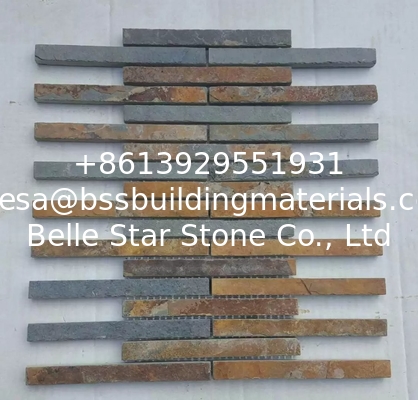 China Rusty Slate Stone Mosaic Tile Natural Mosaic Pattern Multicolor Slate Mosaic Wall Tiles