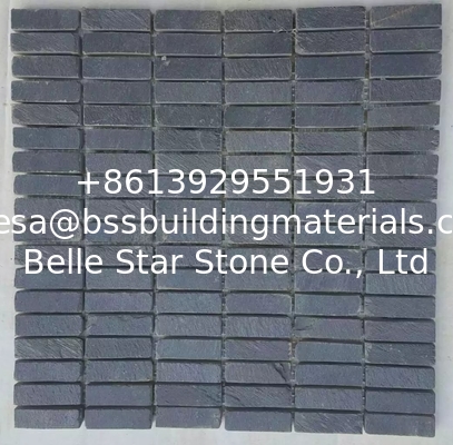 Carbon Black Slate Mosaic Pattern Natural Stone Mosaic Wall Tiles Charcoal Slate Mosaic Parquet