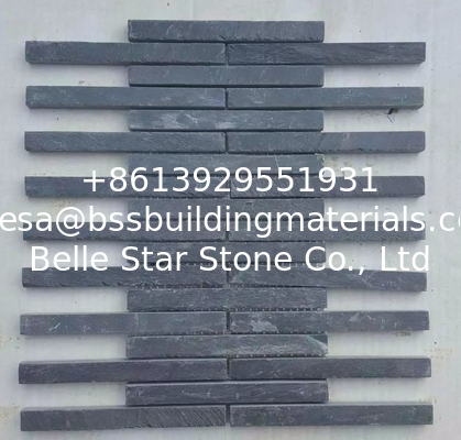 Carbon Black Slate Mosaic Pattern Natural Stone Mosaic Wall Tiles Charcoal Slate Mosaic Parquet