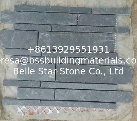 Carbon Black Slate Mosaic Pattern Natural Stone Mosaic Wall Tiles Charcoal Slate Mosaic Parquet