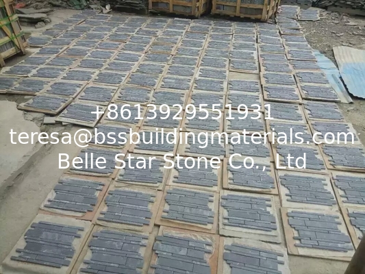 Carbon Black Slate Mosaic Pattern Natural Stone Mosaic Wall Tiles Charcoal Slate Mosaic Parquet