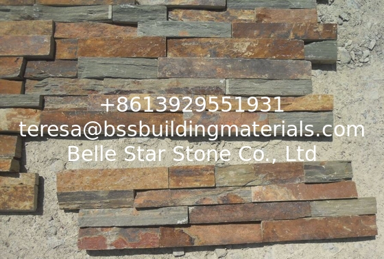 China Rusty Slate Z Panel,Natural Stone Cladding,Bronze Ledgestone,Multicolor Slate Stacked Stone Veneer