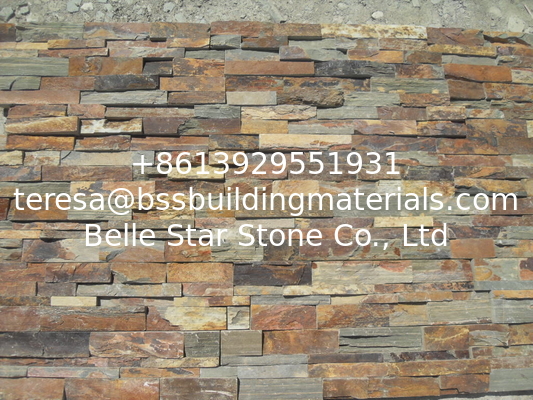 China Rusty Slate Z Panel,Natural Stone Cladding,Bronze Ledgestone,Multicolor Slate Stacked Stone Veneer