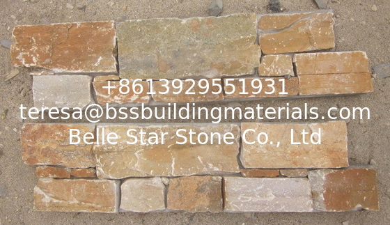 Beige Quartzite Z Cladding Natural Stone Veneer Cemented Culture Stacked Stone Yellow Ledgestone