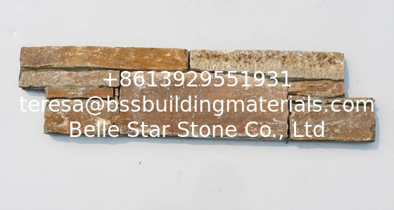 Beige Quartzite Z Cladding Natural Stone Veneer Cemented Culture Stacked Stone Yellow Ledgestone