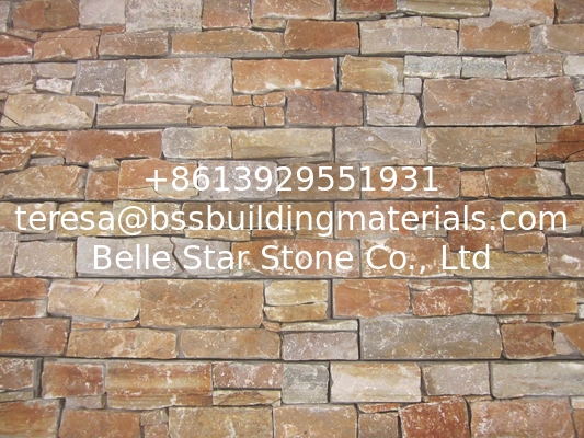 Beige Quartzite Z Cladding Natural Stone Veneer Cemented Culture Stacked Stone Yellow Ledgestone