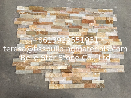 Beige Quartzite Z Stone Cladding Rough Yellow Stone Veneer Natural Stacked Stone Panel Ledgestone