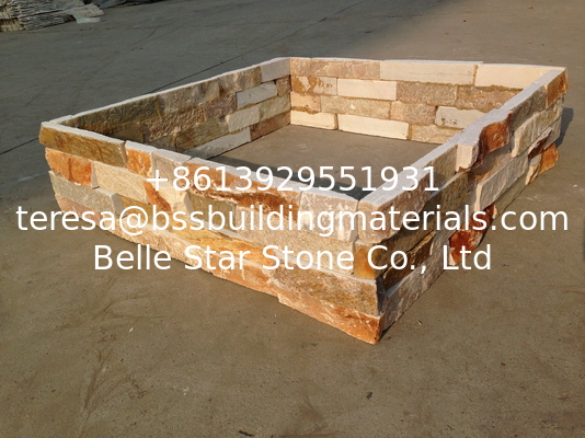 Beige Quartzite Z Stone Cladding Rough Yellow Stone Veneer Natural Stacked Stone Panel Ledgestone